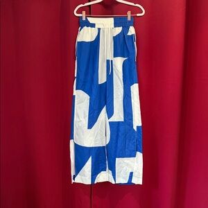 Frame Denim Blue and White Wide Leg Pants